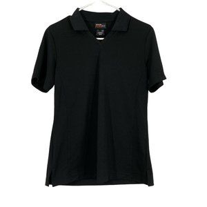 Aramark Flexfit Womens Black Collared Short Sleeves Pullover Polo T Shirt Size S